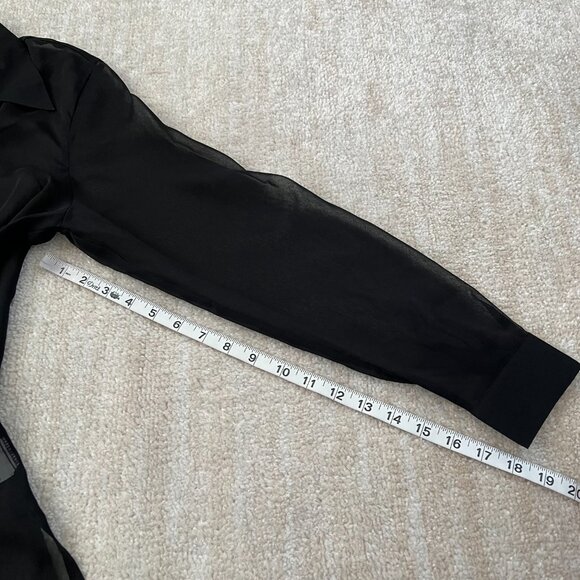 3 for $6 Elegancia Sheer Long Sleeve Summer Black Blouse Top S - Picture 7 of 10